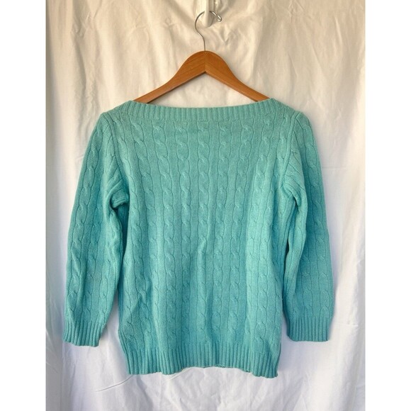 Ralph Lauren Black Label Cable Knit Thick V-Neck Sweater Large Cashmere Blend - Picture 5 of 9